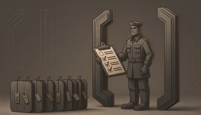The guard: no decision, no build